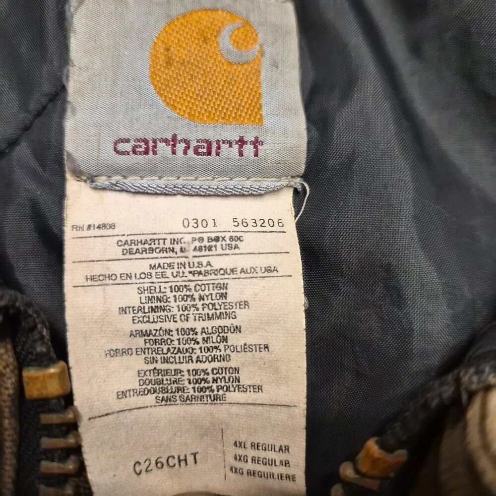 Vintage Carhartt C26 CHT Chore Coat Size 4XL Made In USA Duck Jacket Faded Brown - Picture 10 of 16